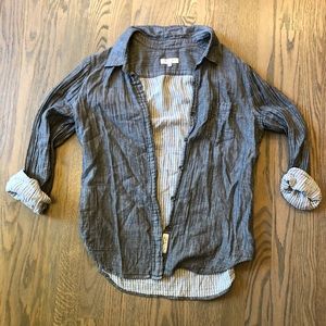 Rag & Bone Grey Railroad Stripe Button-Down